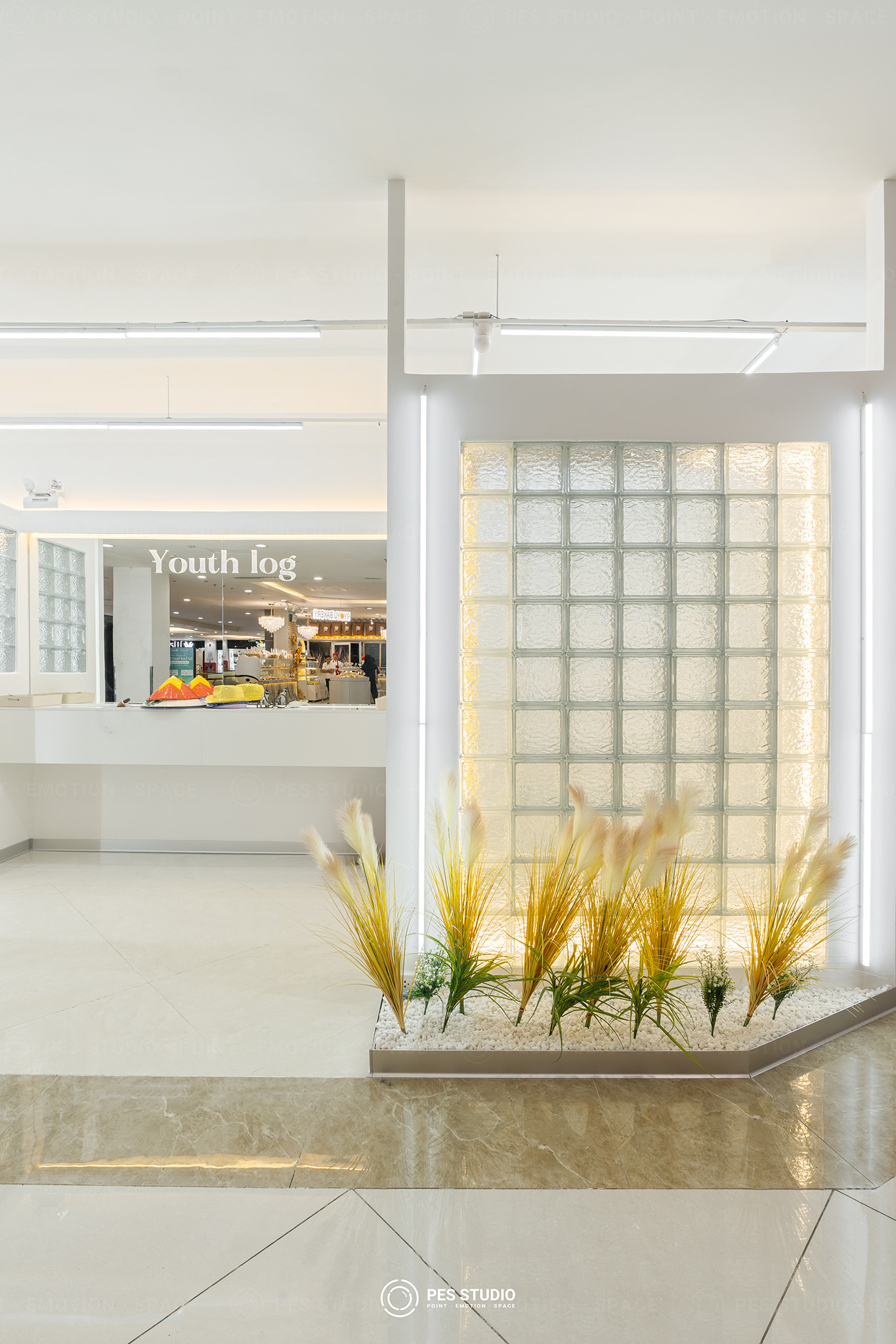 Bồn cây trang trí trước cửa hàng Youth Log trong trung tâm thương mại