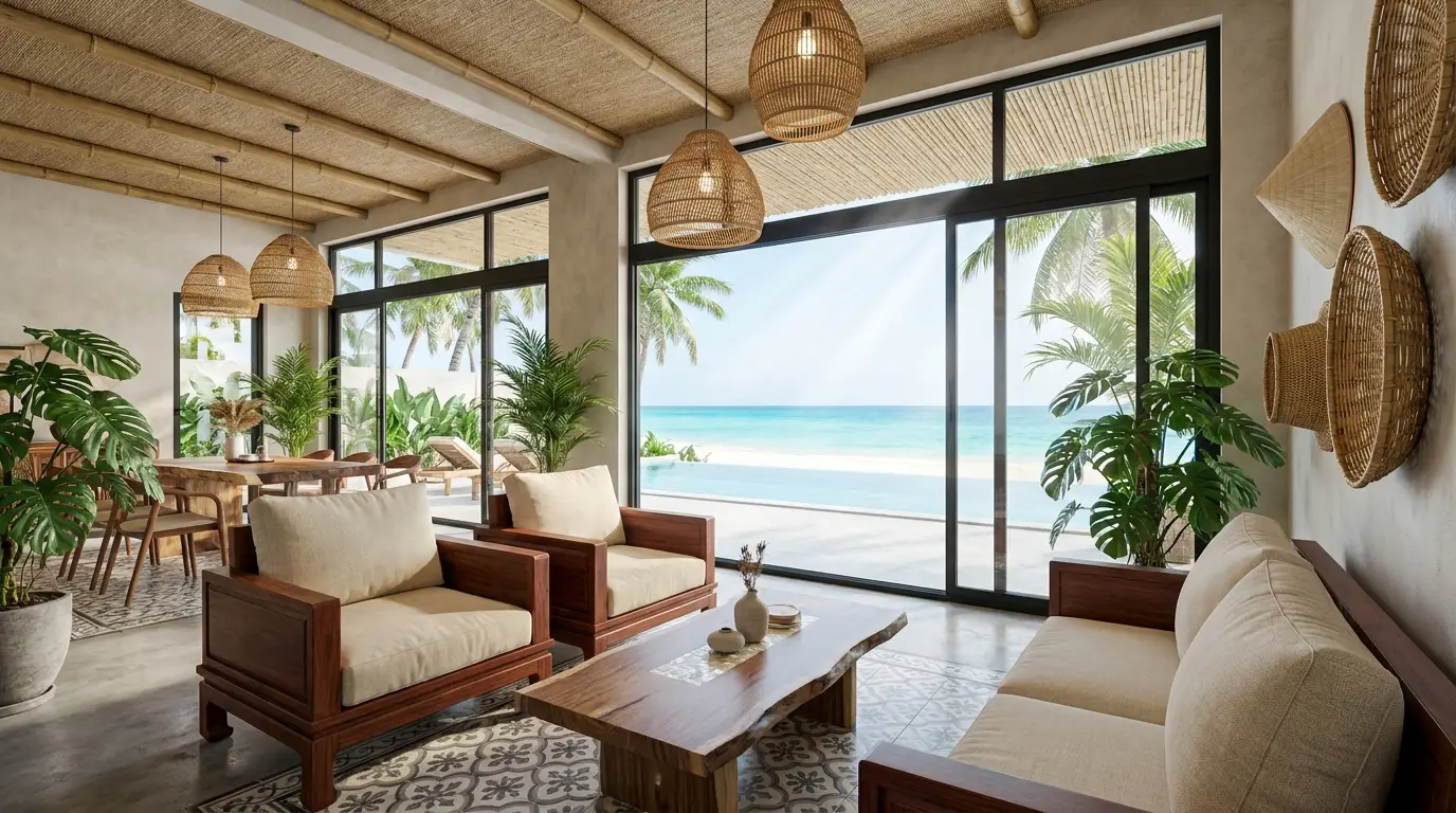 Chụp ảnh resort biển - phòng nghỉ hướng view biển vào giờ vàng - PES Studio 2026